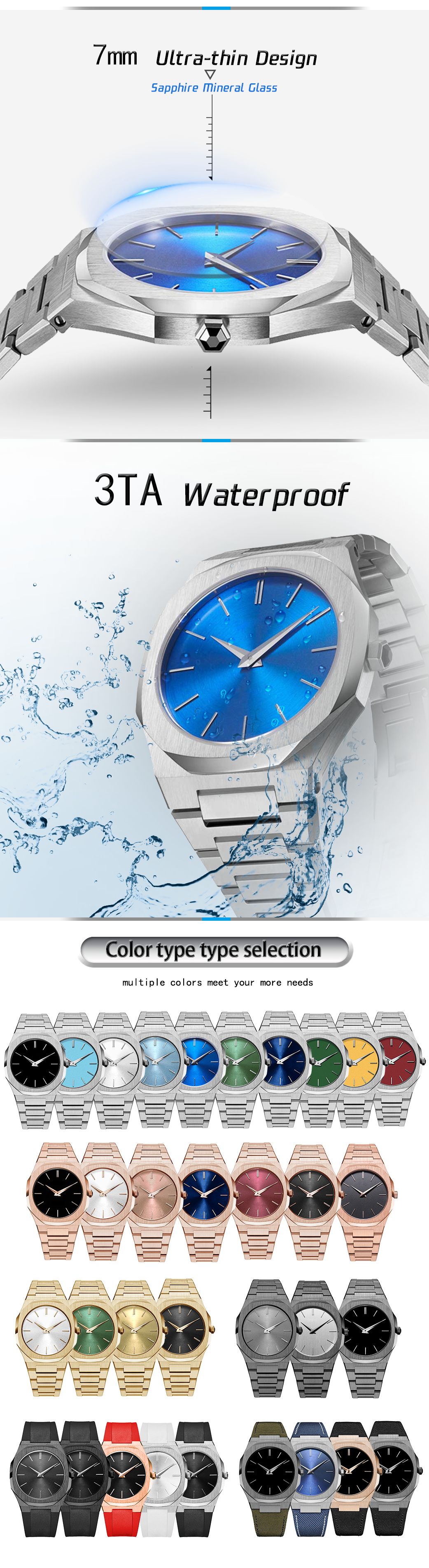 Vdear Simple Quartz Sunray Dial Watch Classic Simple Nylon Strap Black Faced Waterproof Fashion Luxury Custom Logo Watch 10