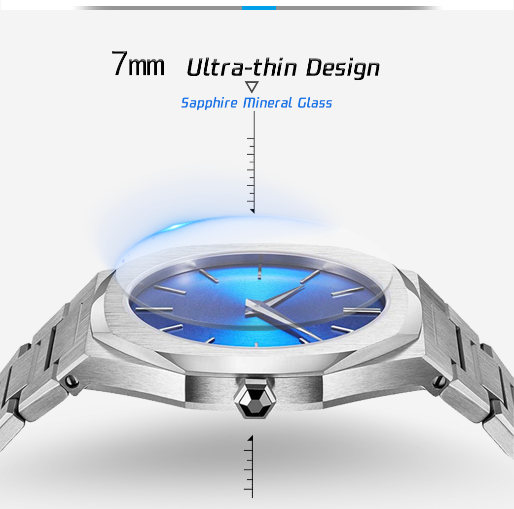 Simple Black Quartz Watch Silicone Strap  Octagon Case Watch - VDEAR 13