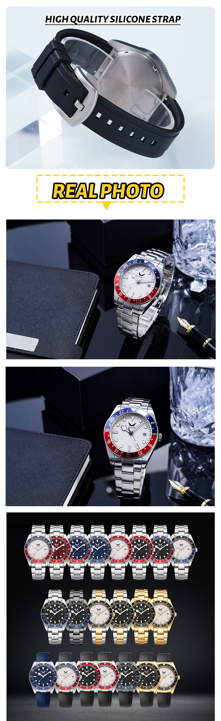 Vdear Quartz Wristwatch Silicone Strap Luminous Pointers Sanded Dial With Calendar 5bar Waterproof 14