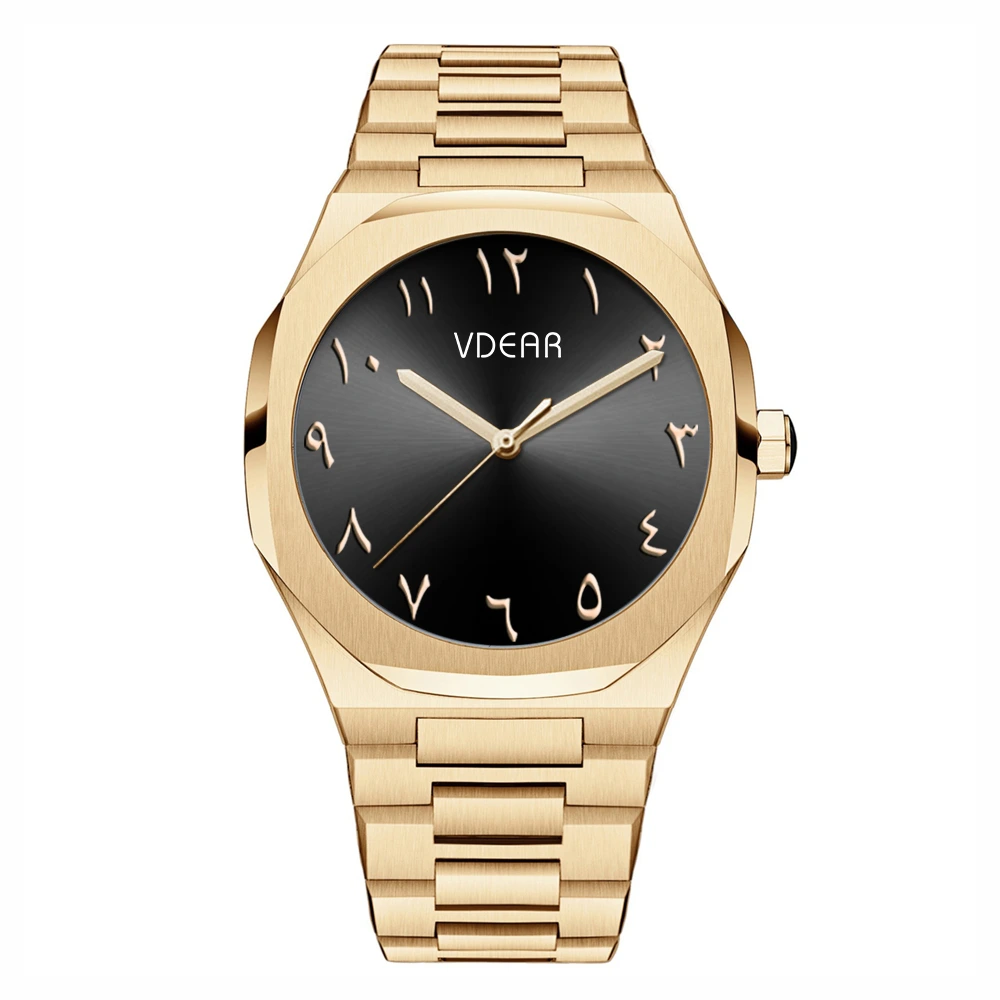 VDEAR - Costomized New Design Stainless Steel Caseback Arabic Men's Watches Movement Quartz Fitron Watch For Men others 1