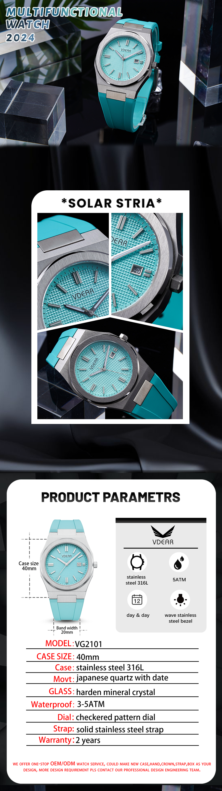 Vdear Ultra Thin Men Quartz Watch Business Leather Strap Checkered Pattern Dial Luminous Hands With Date 10