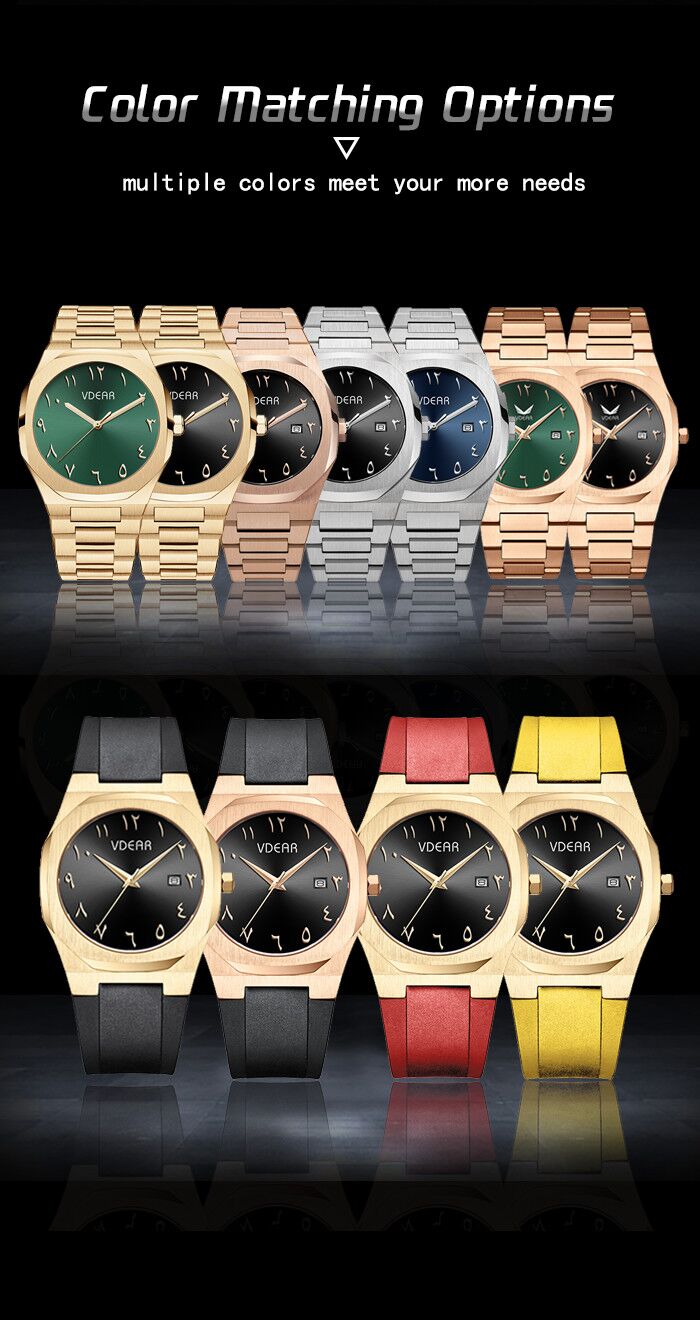 VDEAR - Costomized New Design Stainless Steel Caseback Arabic Men's Watches Movement Quartz Fitron Watch For Men others 16