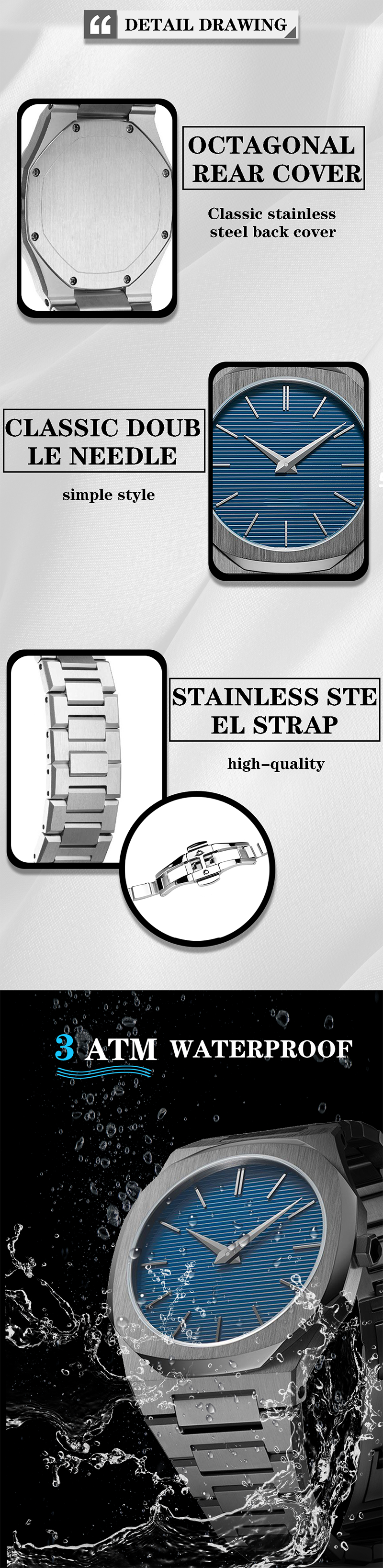 VDEAR - 2021 Customised Logo High Quality Stainless Steel Watch Case 316L New Model Wrist Watch Men Ultra Thin New Arrival 10