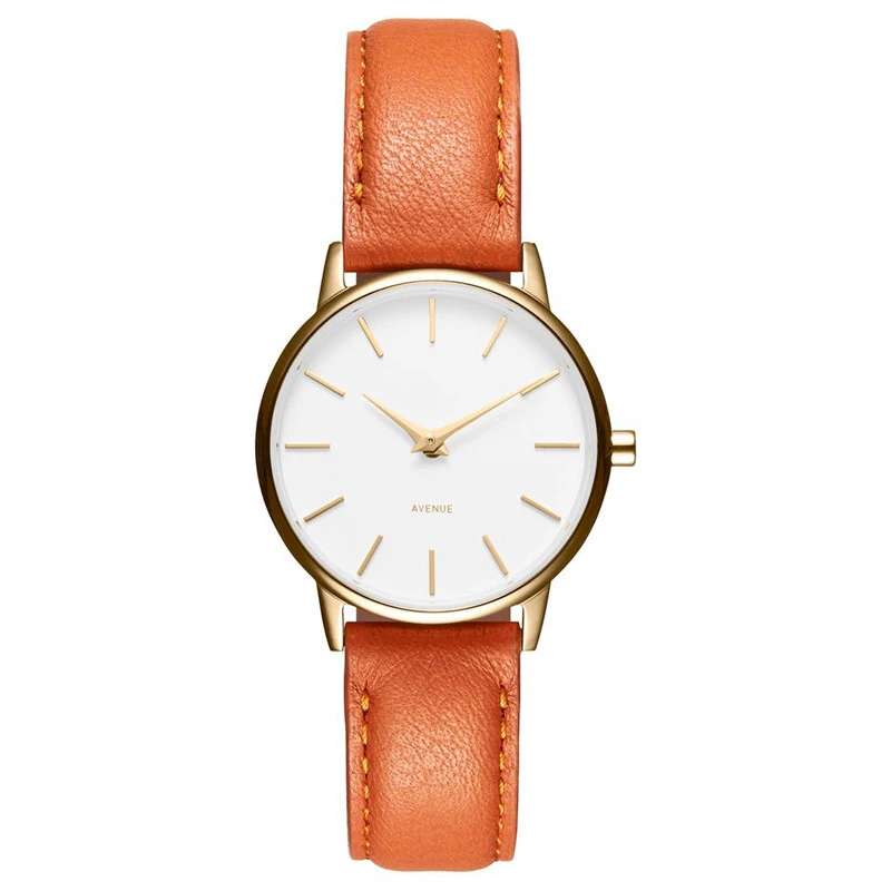 Vdear Simple Round Women Watches Leather Strap Minimalist Luxury Waterproof Quartz Wristwatches 1