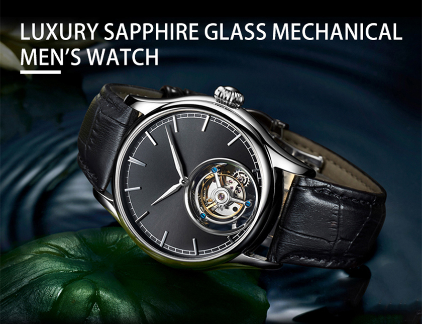 Automatic Mechanical Watches | Tourbillon Hollow Out Genuine Leather Wristwatch 7