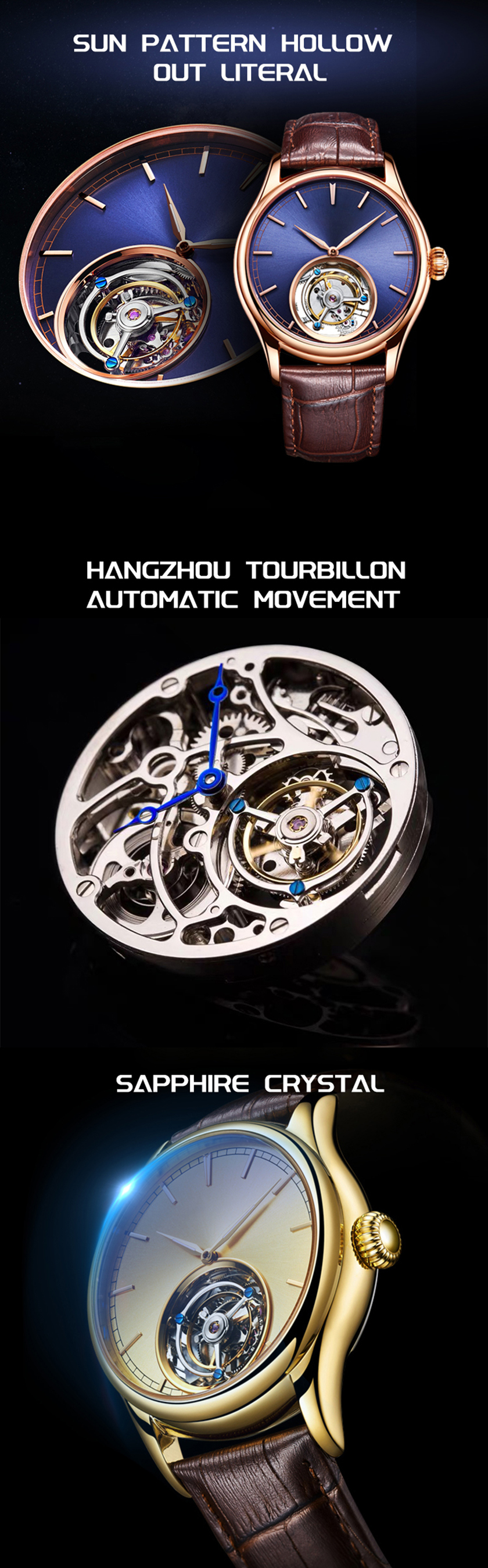 Automatic Mechanical Watches | Tourbillon Hollow Out Genuine Leather Wristwatch 9