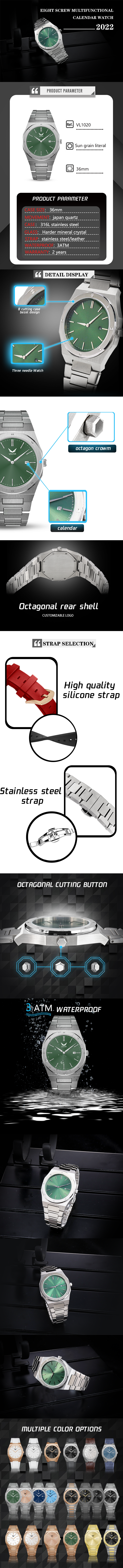 VDEAR Fashion Ladies Round Quartz Watch Luxury Minimalist Watches For Women 8