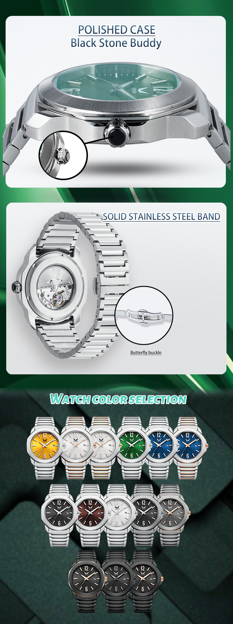 Vdear Sunray Dial Luminous Watch Quality Customized Factory Calendar 12