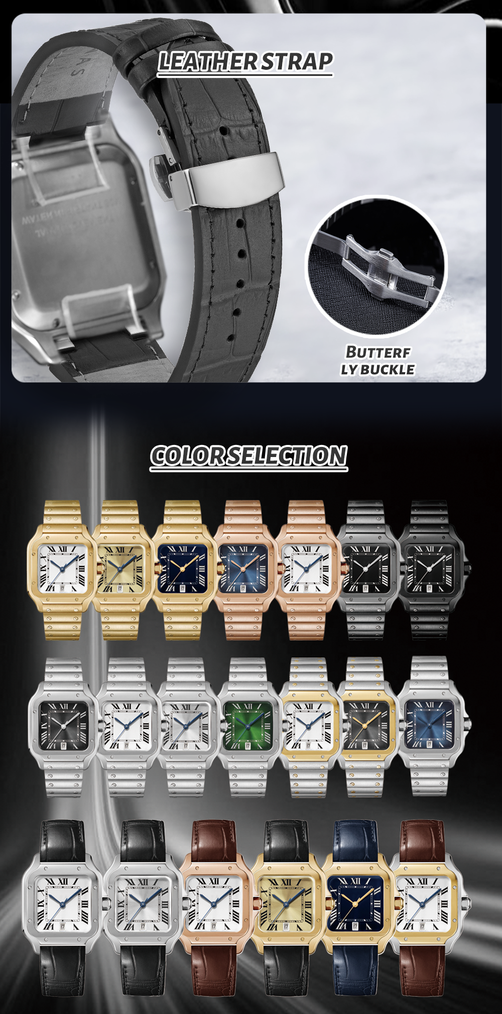 Vdear Luxury Leather Strap Watch Male Clock Rectangle Calendar Waterproof Quartz Movement Leisure Oem Watch Supplier 13