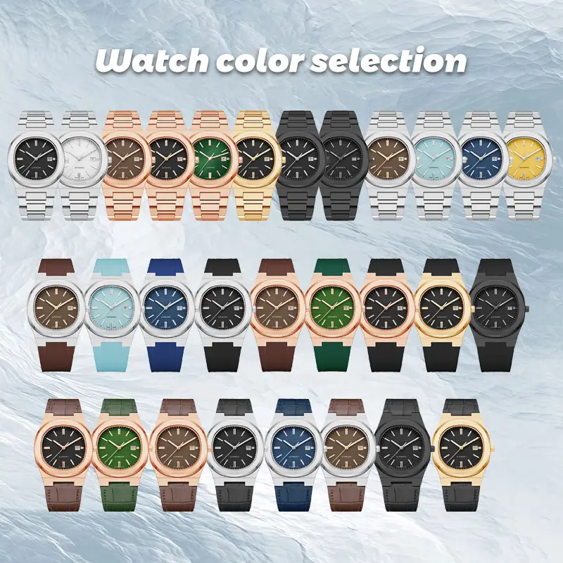 VDEAR Checkered Luminous Date Wristwatch Green Dial Leather Strap 7