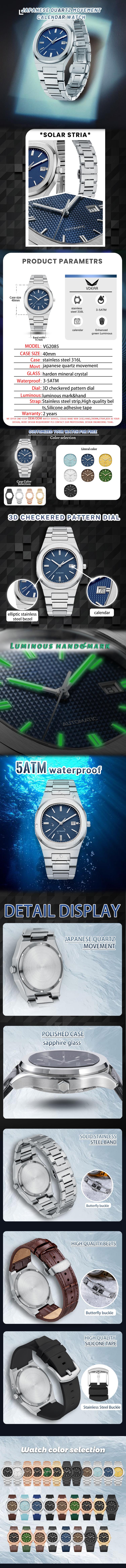 Lady Watch Luminous Waterproof With Blue Dial 316 Steel Case Watch 9