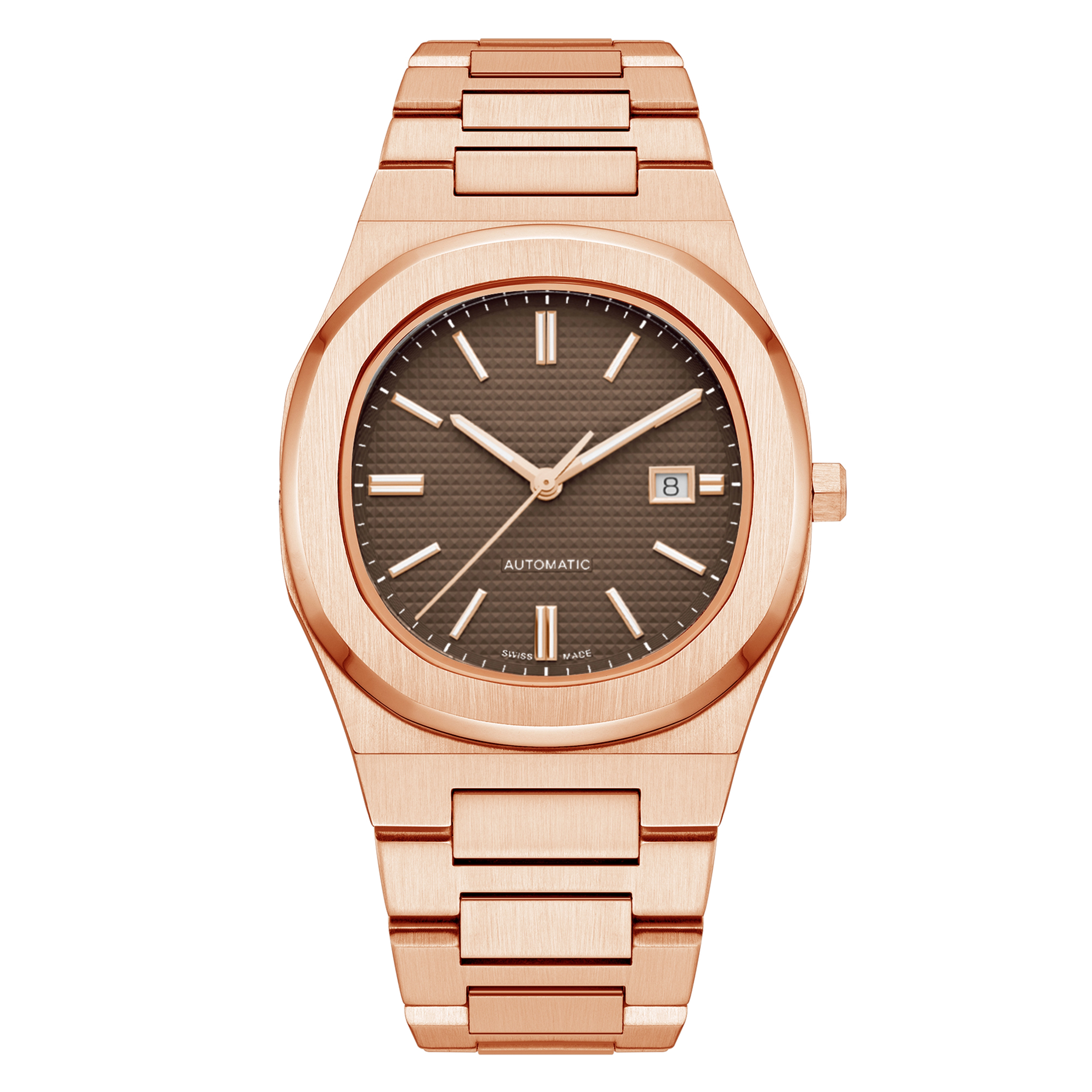 Vdear Oem Luxury Calendar Quartz Wristwatch Best Quality 316 Rose Gold Steel With Brown Dial Watch 1
