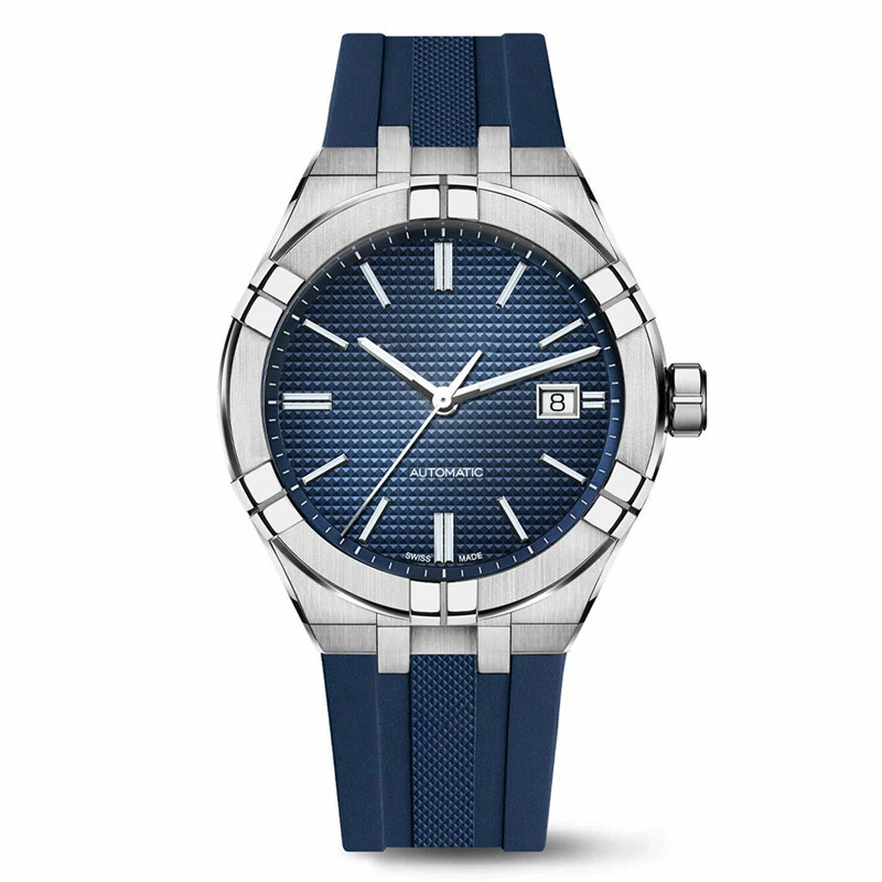 Vdear Custom Luminous Watches New Calendar Dark Silicone Strap Luminous Hands Blue Checkered Dial Watch 1