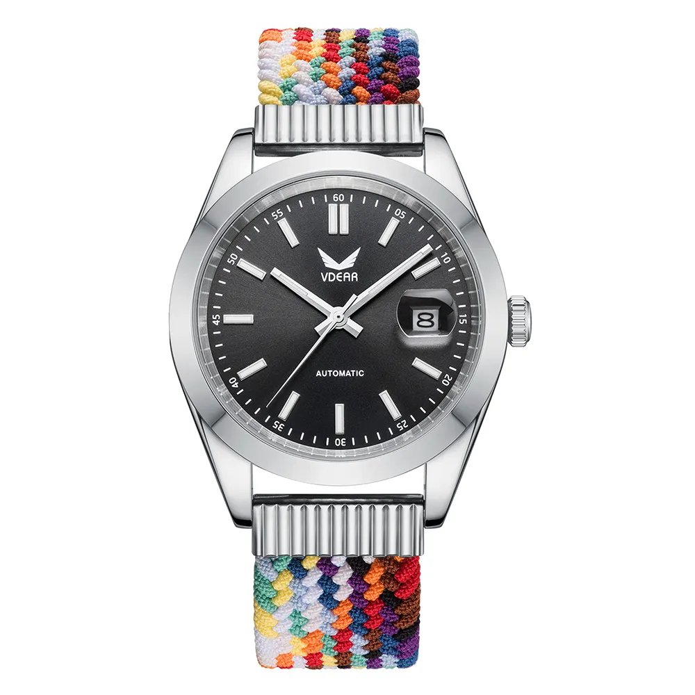 VDEAR Men's Luxury Quartz Watch - Customized Multicolor Nylon Strap 3