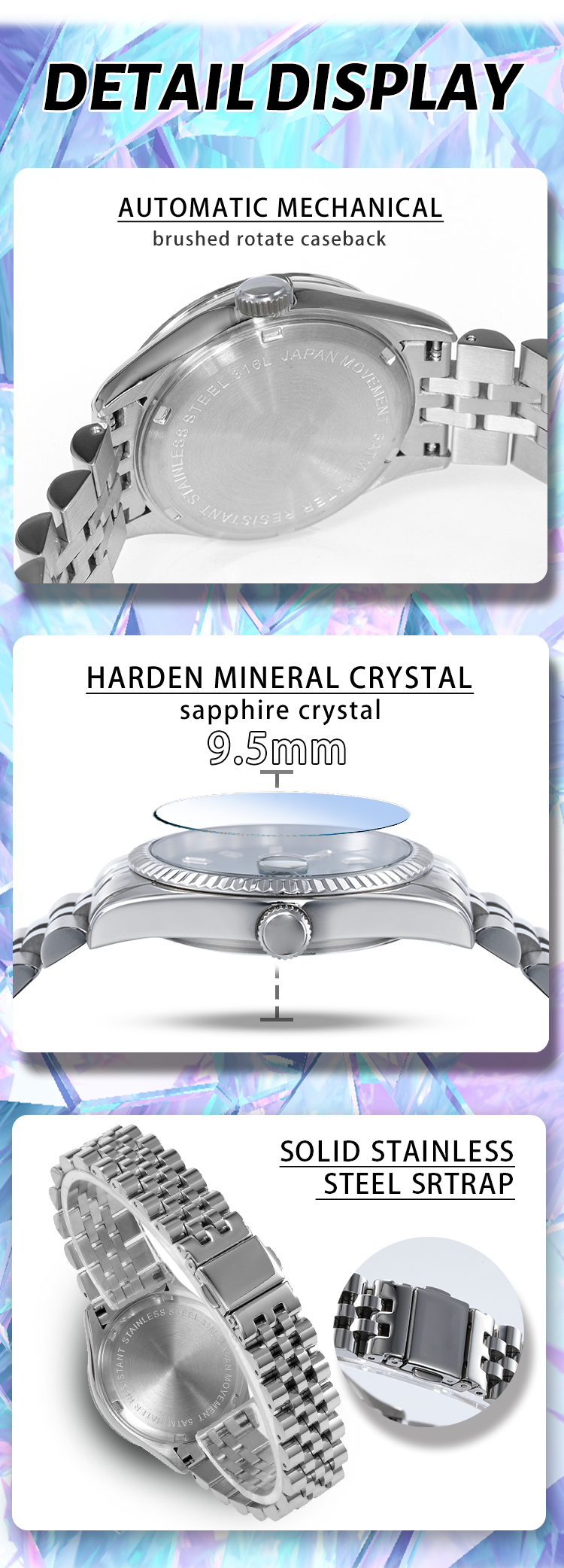 Vdear Weekly Day Wrist Watch For Men Customized Luxury Brand Crystal Automatic Mechanical Movement Wristwatch 11