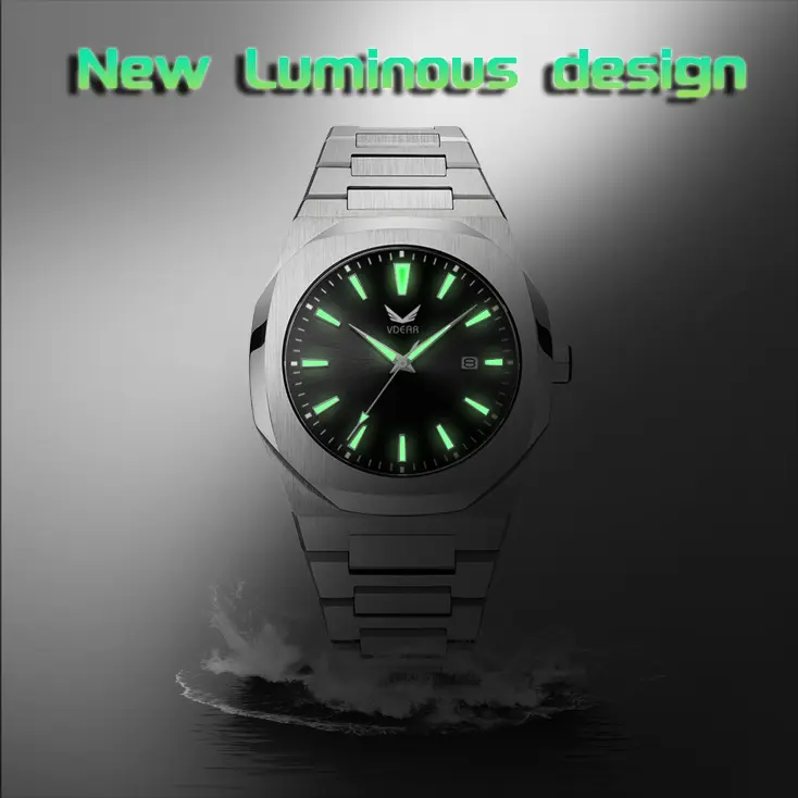 VDEAR Vintage Green Stainless Steel Quartz Watch - Unique Luxury 5
