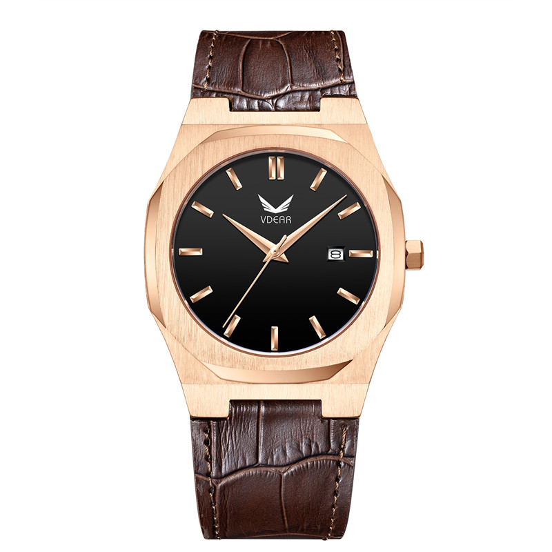 Rose Gold Quartz Men's Watch - Ultra Thin & Waterproof 7