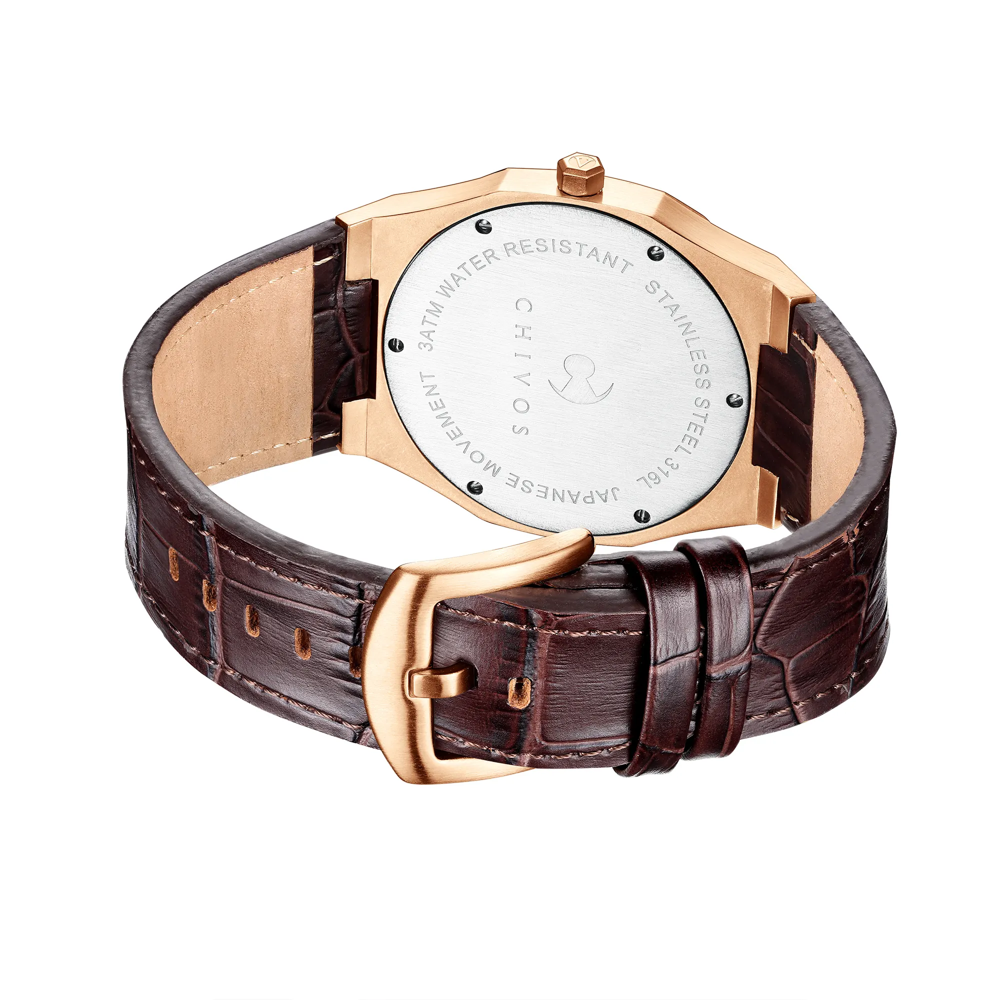 VDEAR Luxury Brown Belt Quartz Dress Watch 4