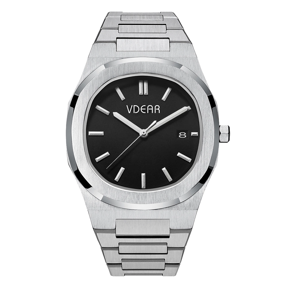 Vdear Fyrkantig boett Lysande visare Klocka med datum Anpassad Modern och enkel Svart Klassisk Enkel Urtavla Vattentät 1