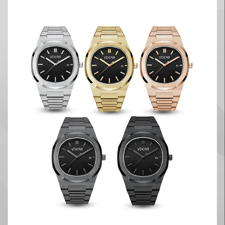 VDEAR Fashion Quartz Men's Watch with Customizable Black Dial 7