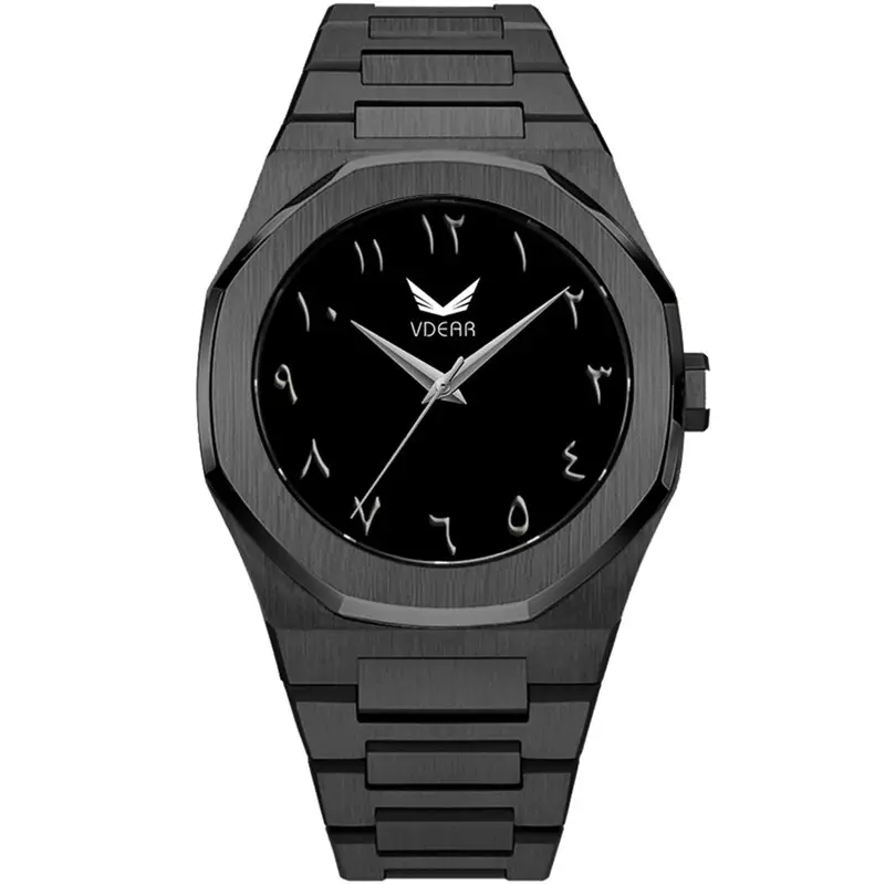 VDEAR Luxe Horloge met Arabische Cijfers en Aangepast Logo 3