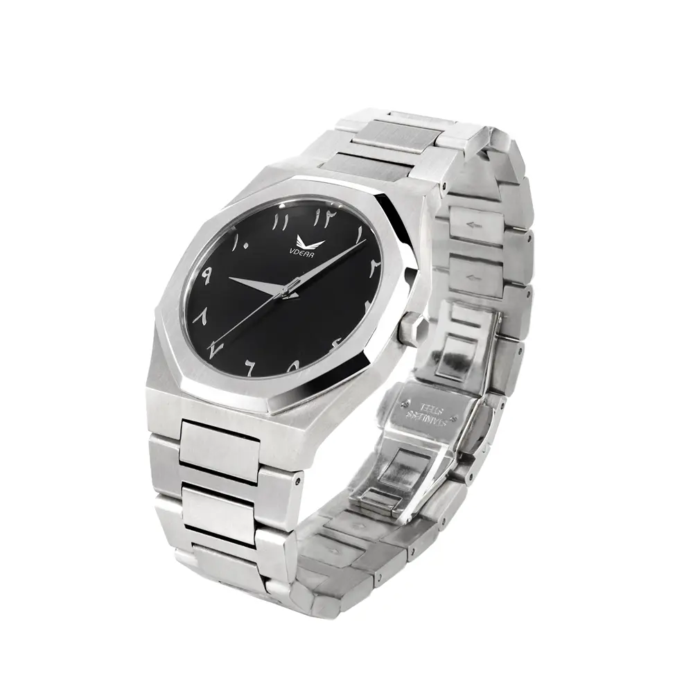 VDEAR Luxe Horloge met Arabische Cijfers en Aangepast Logo 6
