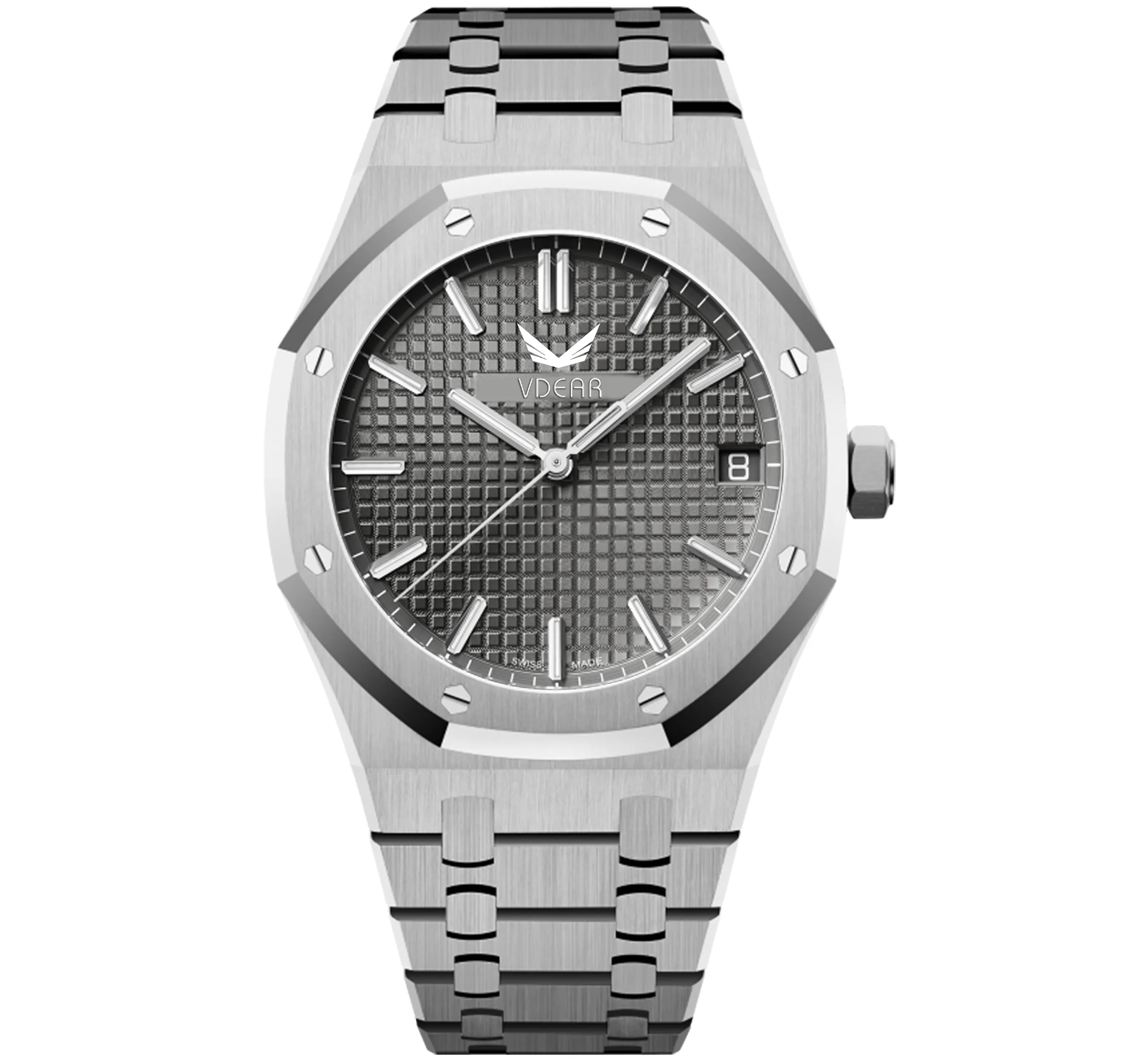 Mesh Dial Silver Steel Waterproof Watch - VDEAR 3