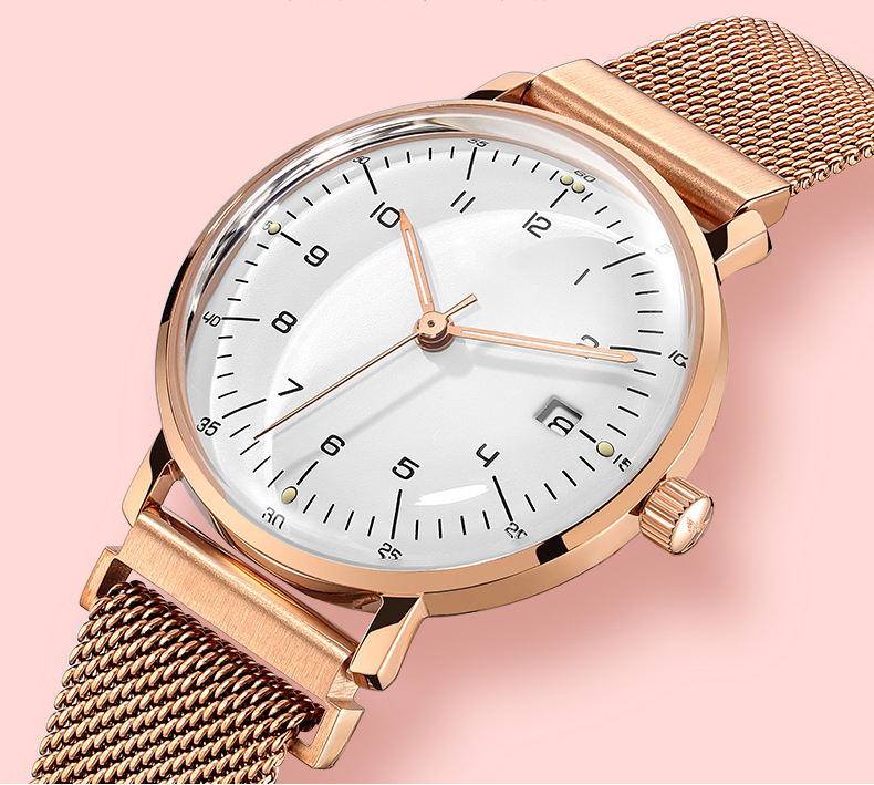 VDEAR Vintage Female Dome Glass Watches Stainless Steel Quartz Waterproof Luxury Watch 9