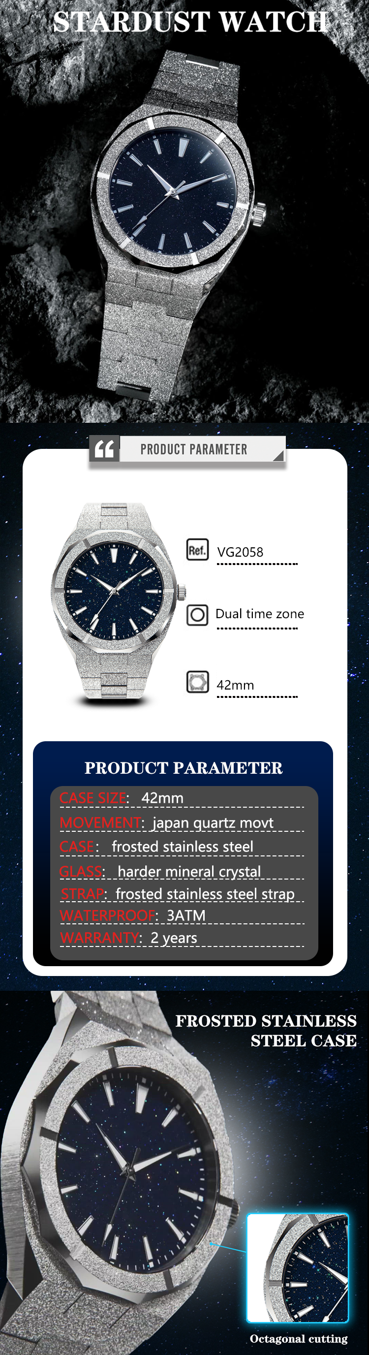 VDEAR - Luminous Hands Starry Dial Frosted Mens Watches Manufacturing Private Label Wristwatches Quartz Watches For Men Quartz Watch For Men 10