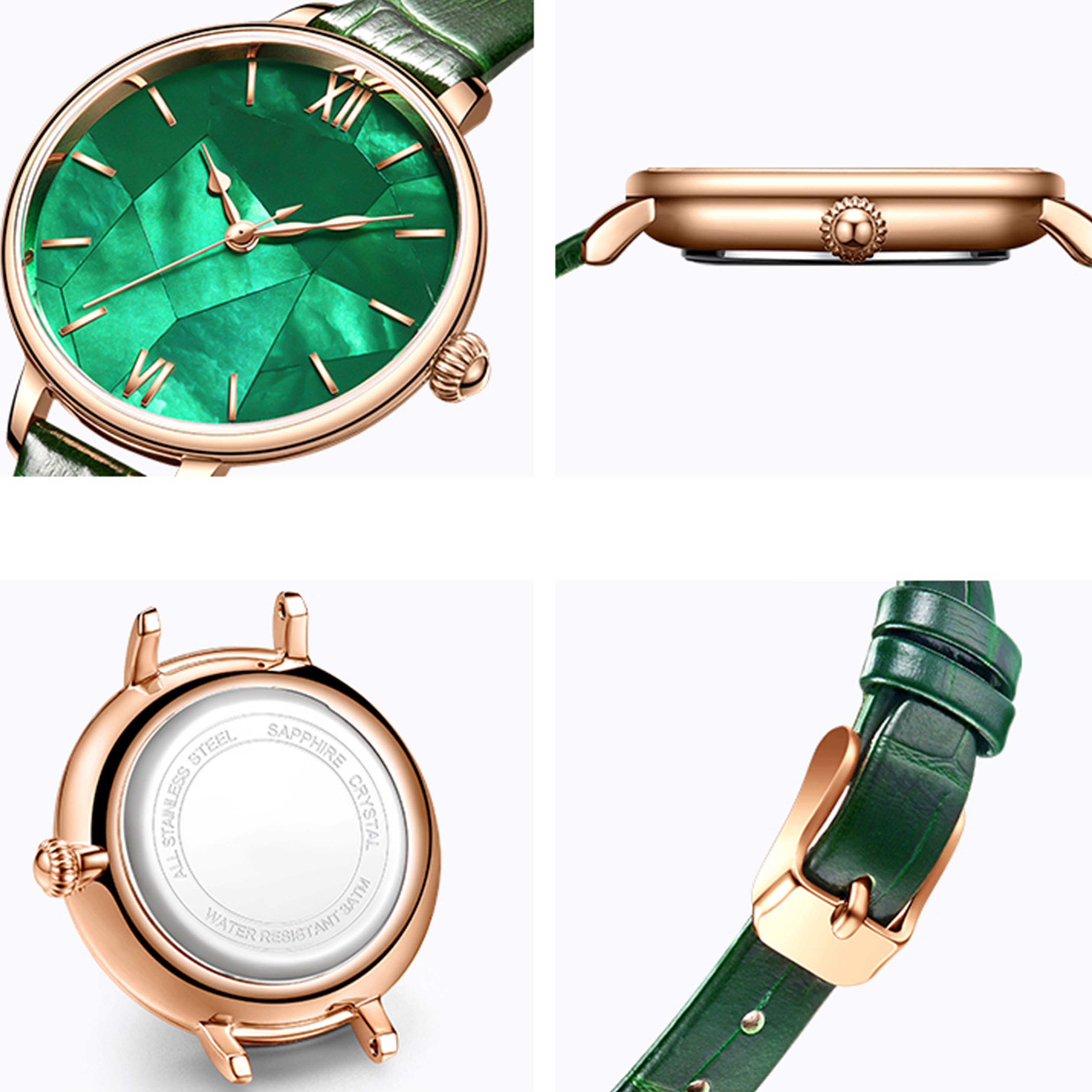 ساعة فيدير النسائية الأنيقة، كوارتز، ساعات يد فاخرة كلاسيكية مقاومة للماء 8