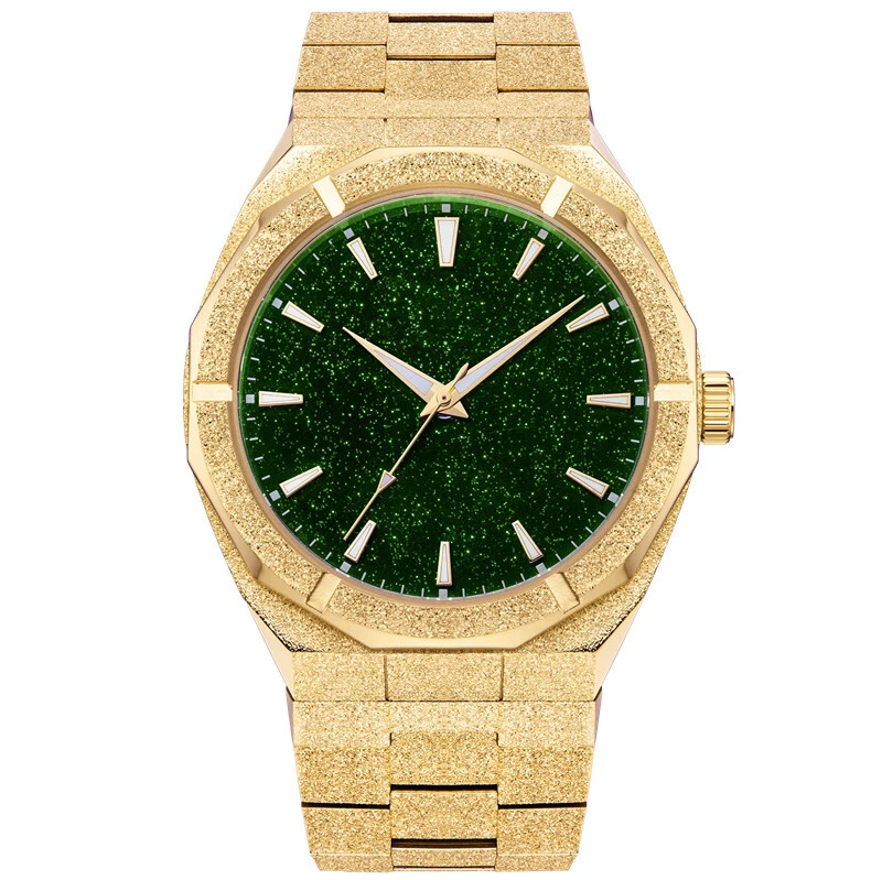 VDEAR Customized Starry Sky Dial Watch Frosted Case Gold Steel Band Wristwatch 1