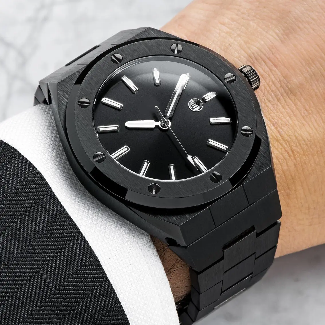 Light Blue Dial Silver Steel Band Quartz Watch with Custom Logo - High Quality & Creative Design 7