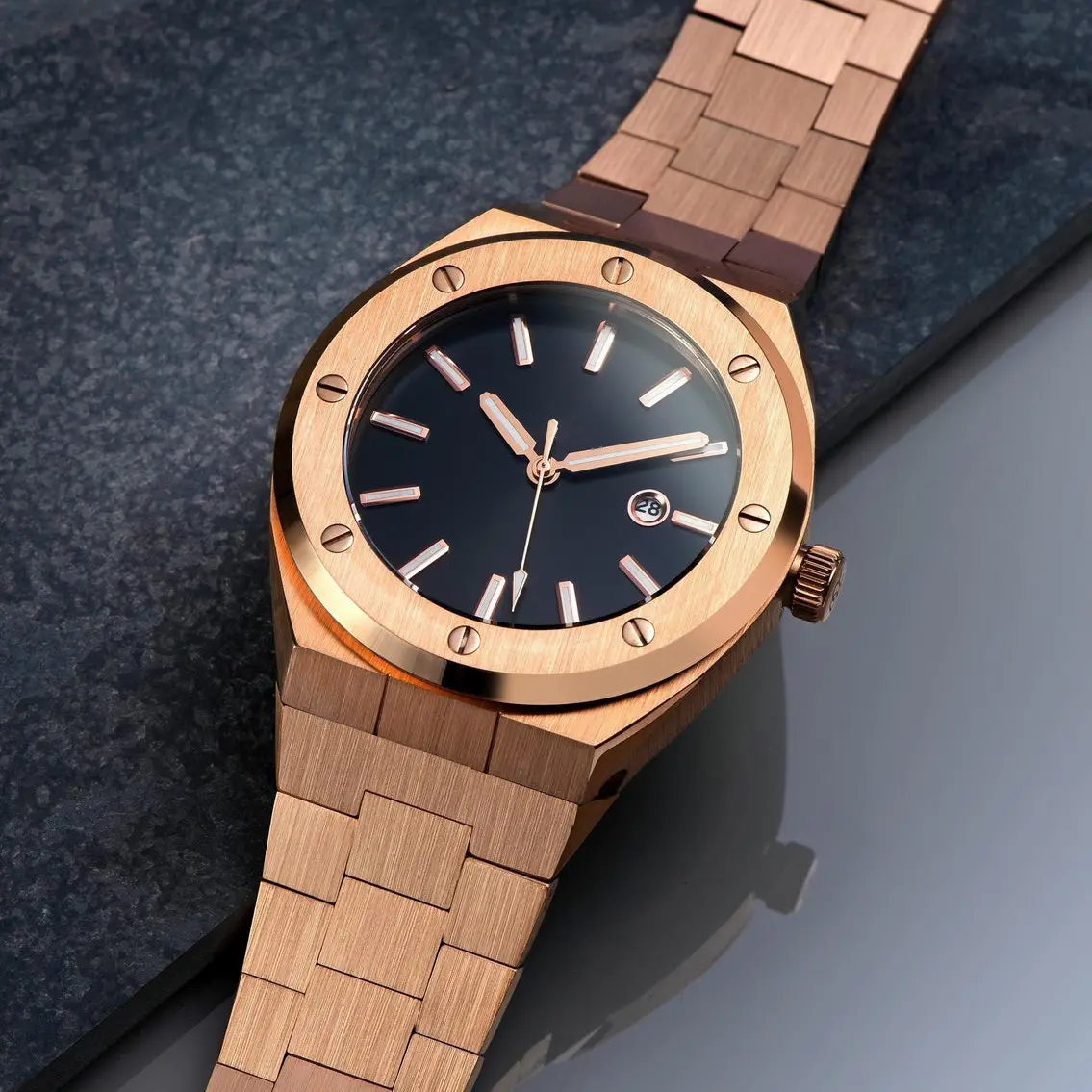 Light Blue Dial Silver Steel Band Quartz Watch with Custom Logo - High Quality & Creative Design 5