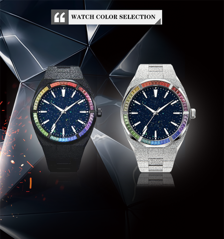 Vdear Star Dust Dial Frosted Watch Oem Odm High Quality Rainbow Diamond Private Label Luxury Quartz Watches For Men 9