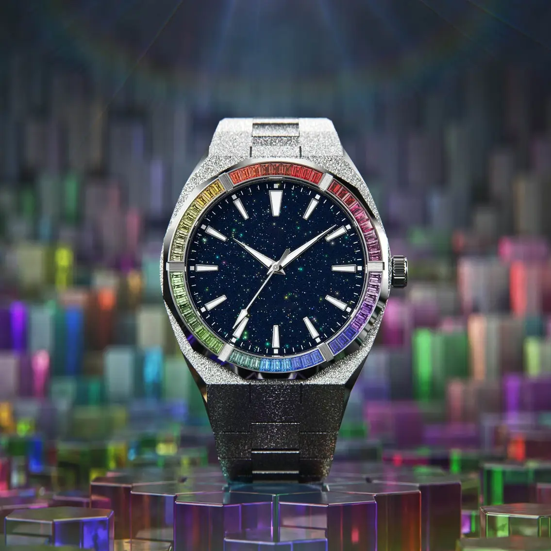Customizable Colored Diamond Quartz Watch 3