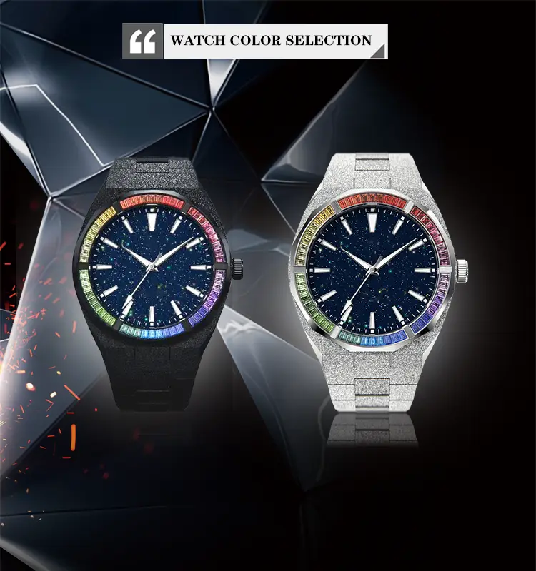 Customizable Colored Diamond Quartz Watch 6