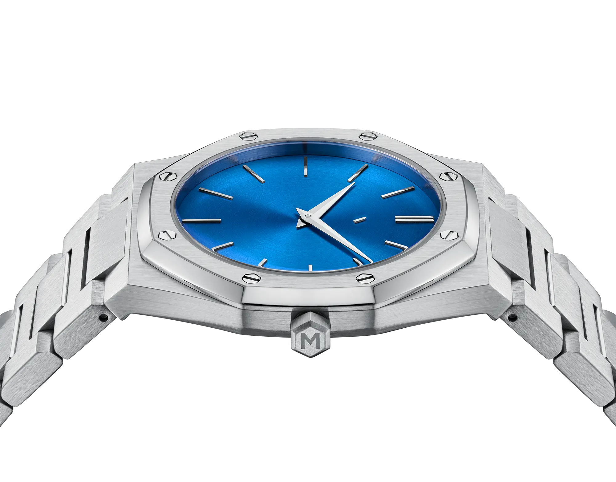VDEAR Mens Luxury Quartz Watch - Silver Case, Blue Dial, High Quality. 4