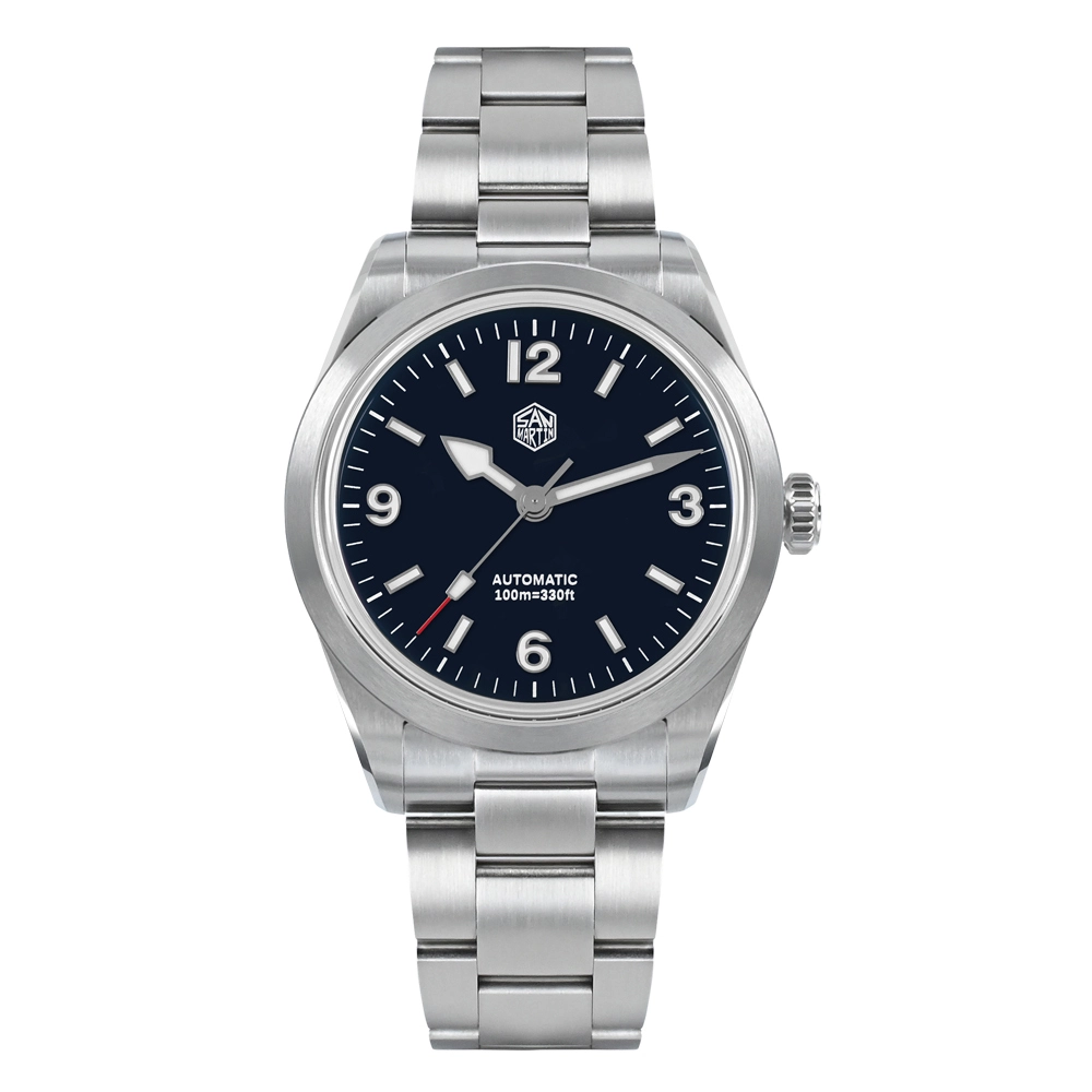 Vdear Custom Luxury Mens Quartz Watch Quality Retro Green Dial Glow Needle Stainless Steel Band Fashion Luminous Watch 1