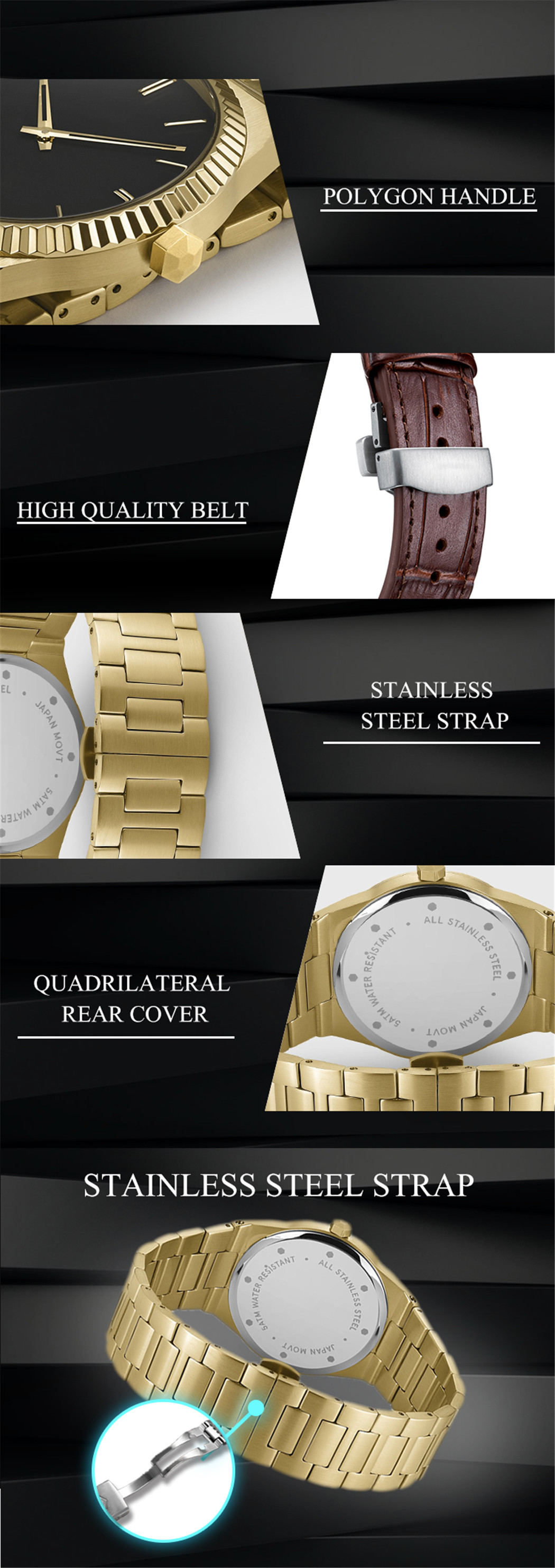 VDEAR Mens Luxury Quartz Watch High Quality Simple Leisure Vintage Black Classic Belt Custom Logo Waterproof Watch 9