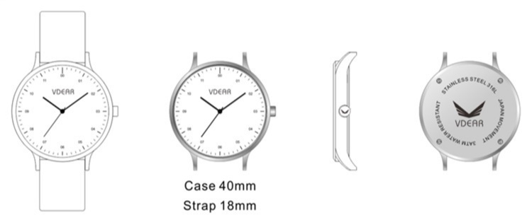 VDEAR - 3ATM waterproof stainless steel 316L case fashion custom quartz watch brand mens wrist watch minimalist unisex others 12