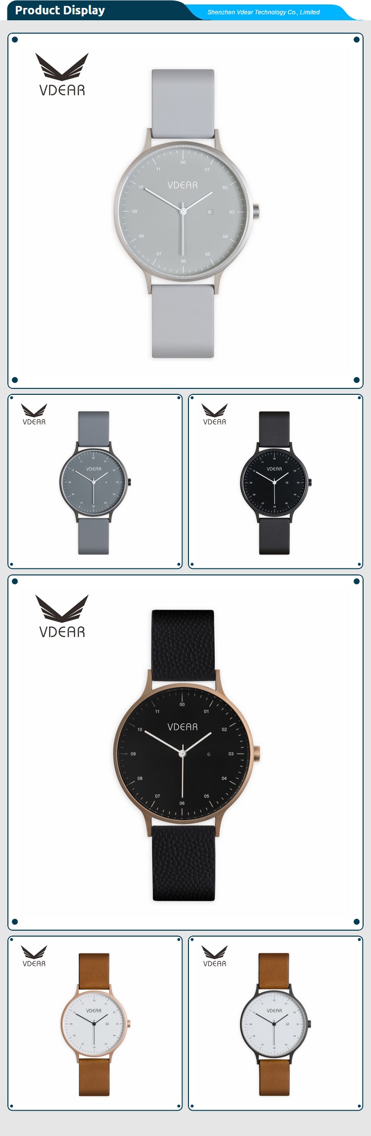VDEAR Custom Logo Waterproof Quartz Watch - Luminous & High Quality 14