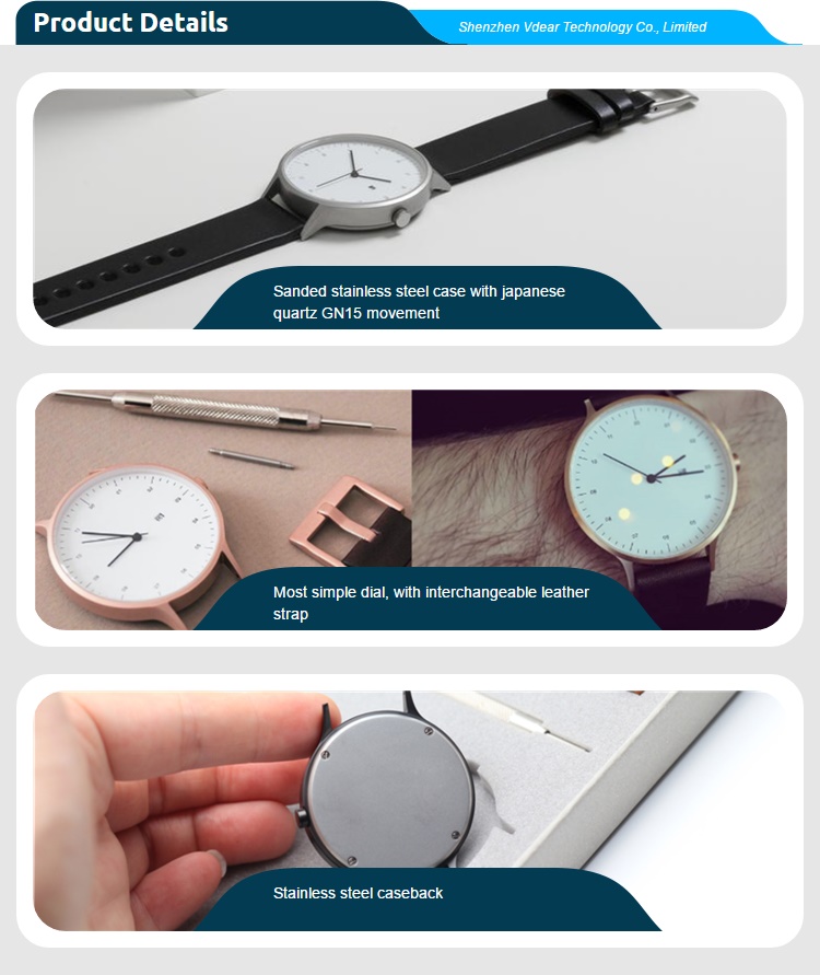 VDEAR - 3ATM waterproof stainless steel 316L case fashion custom quartz watch brand mens wrist watch minimalist unisex others 16