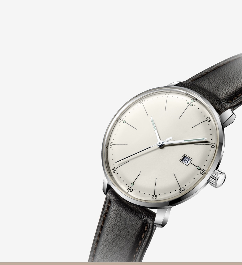 Vdear Customized Minimalist Quartz Watch Round Dial With Calendar Luminous Hands Luxury Dome Glass Watch 9