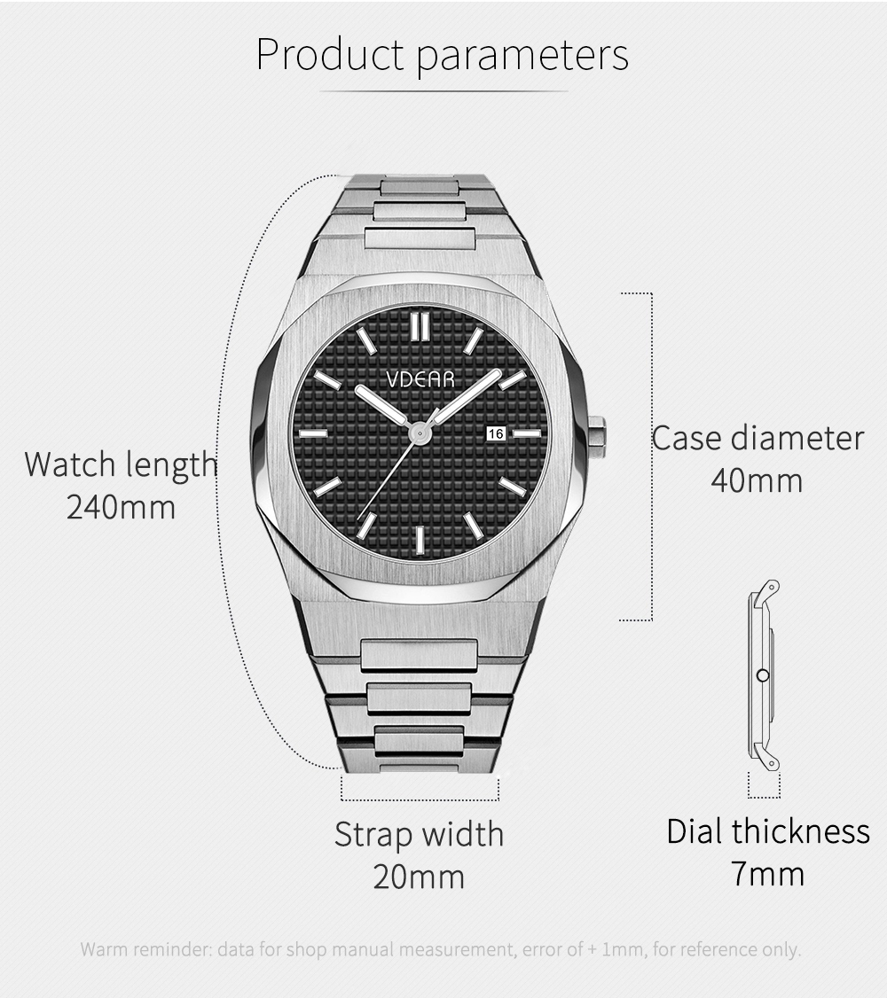 VDEAR - High End Water Proof Stainless Steel Back Japan Movement Wrist Watch Manufactur others 10