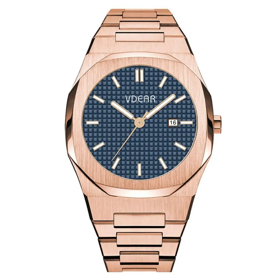 VDEAR - Hoogwaardig horloge met roestvrijstalen achterkant, waterdicht, Japans uurwerk, OEM, lage minimale bestelhoeveelheid. 1