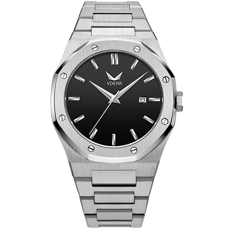 VDEAR - Montres de luxe tendance en acier inoxydable avec logo personnalisé pour hommes - Style élégant 1