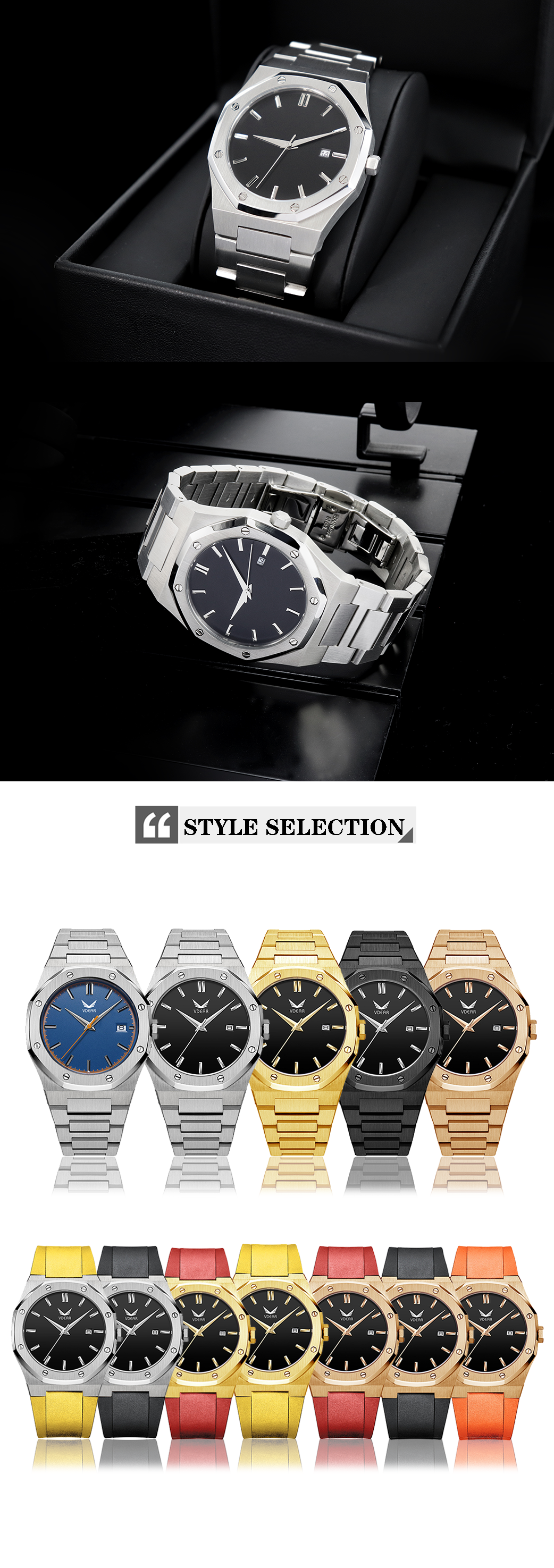 VDEAR - Vdear Made Shenzhen Stylish New Design Your Logo Custom Watches Men Customise Logo Wrist Watch From China 50MOQ Custom Watch 12