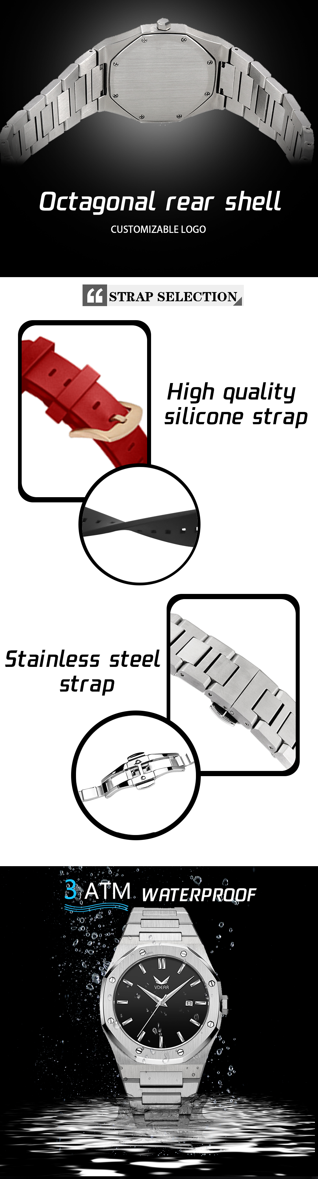 VDEAR - Vdear Made Shenzhen Stylish New Design Your Logo Custom Watches Men Customise Logo Wrist Watch From China 50MOQ Custom Watch 11