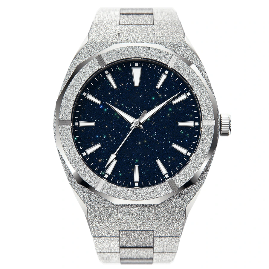VDEAR - Montres homme personnalisées à cadran étoilé, marque privée, fond en acier inoxydable givré, mouvement japonais, quantité minimale de commande : 50 pièces. 1