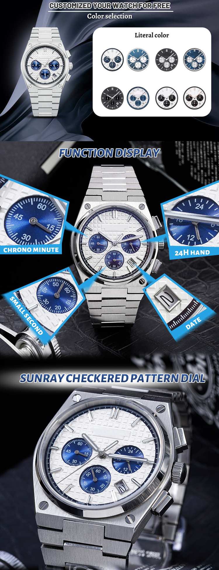 VDEAR - Most Popular Chronograph Wrist Watches Stainless Steel Back Minimalist Watch 11